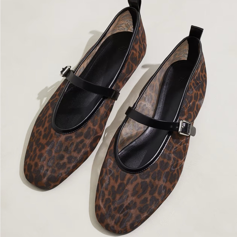 Leopard Print MESH MARY JANE FLATS